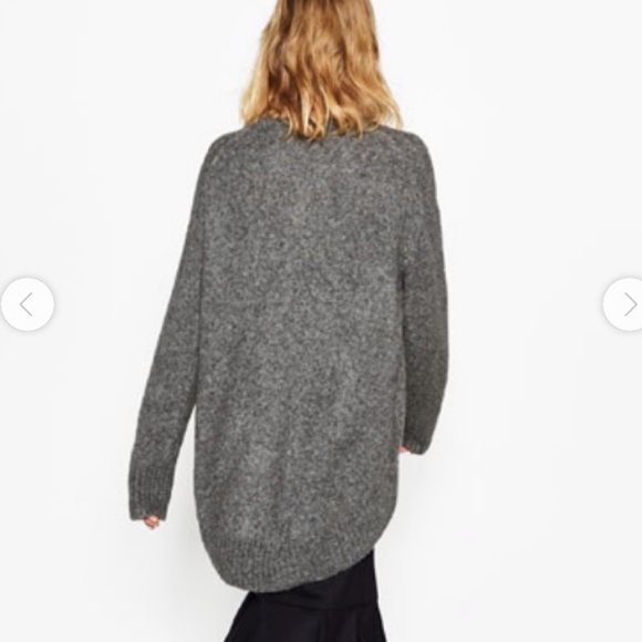 ZARA Wool Oversized Grandpa Boyfriend Sweater | marled Blue Knit Large - Picture 5 of 16